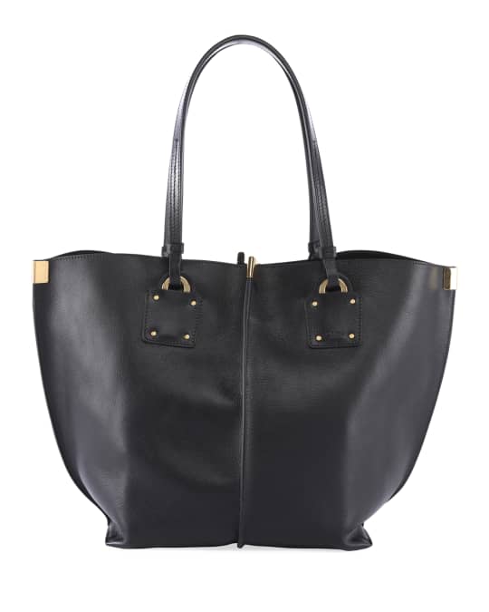 Vick Wide Leather Tote Bag