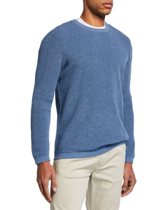 Neiman Marcus Men's Shaker Knit Organic Cotton Crewneck Sweater ...