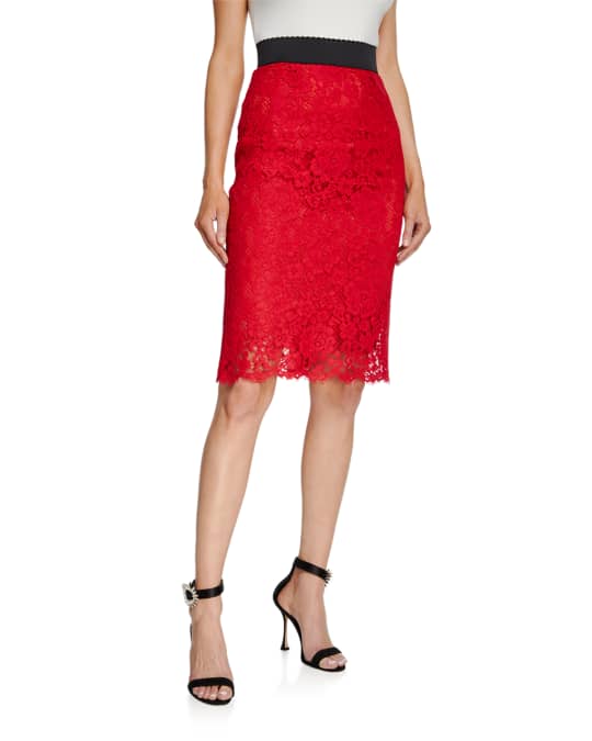 Dolce&Gabbana Cordonetto Lace Pencil Skirt | Neiman Marcus
