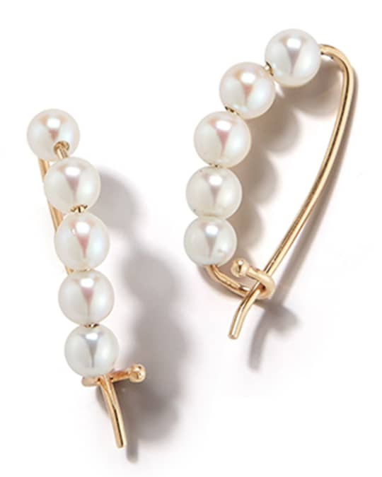 14k Gold Small Pearl Pin Earrings