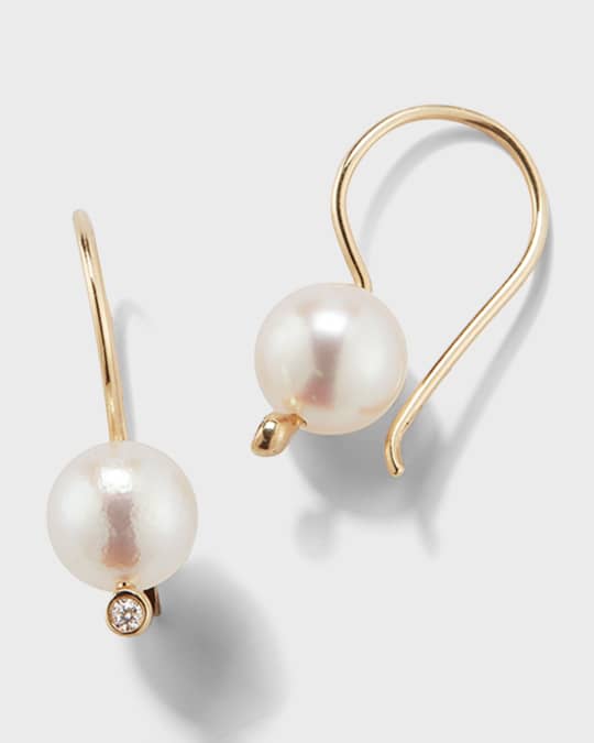 Mizuki Small Pearl & Diamond Drop Earrings | Neiman Marcus