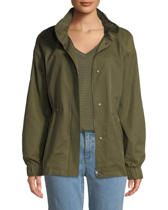 Eileen Fisher Organic Cotton Nylon Utility Jacket with Hidden Hood