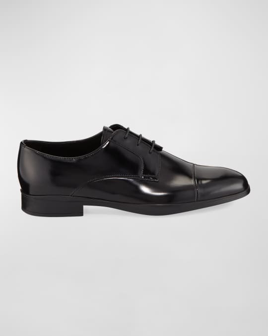 Prada Men's Spazzolato Leather Lace-Up Dress Shoes | Neiman Marcus