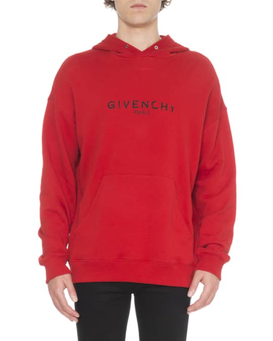 Givenchy Men's Distressed Logo-Print Hoodie Sweatshirt | Neiman Marcus