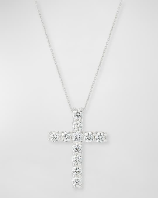 Roberto Coin 18k White Gold Large Diamond Cross Necklace | Neiman Marcus