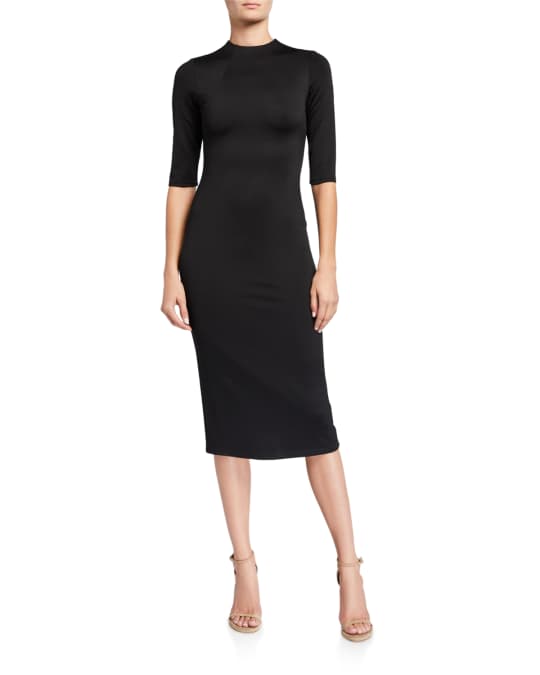 Alice + Olivia Delora Fitted Mock-Neck Midi Dress | Neiman Marcus