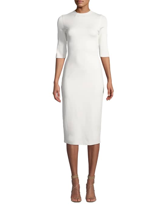 ALICE + OLIVIA Delora Fitted Mock-Neck Midi Dress | Neiman Marcus