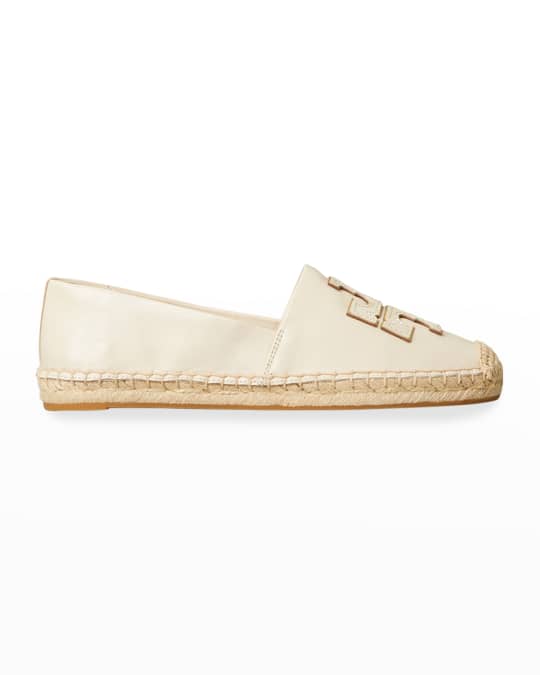Tory burch ines shop flat leather logo espadrilles