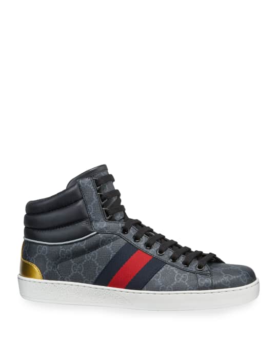 Gucci Men's Ace GG Canvas High-Top Sneakers | Neiman Marcus