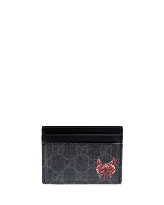 Gucci Wolf Print GG Supreme Card Case Neiman Marcus