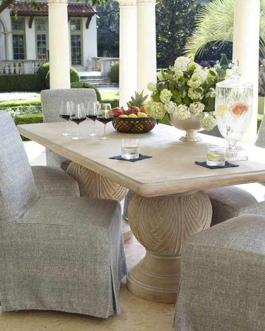 Neiman Marcus Double Pedestal Indoor/Outdoor Dining Table Neiman