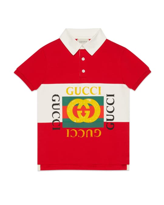 Gucci Striped Collared Logo Shirt, Size 4-12 | Neiman Marcus