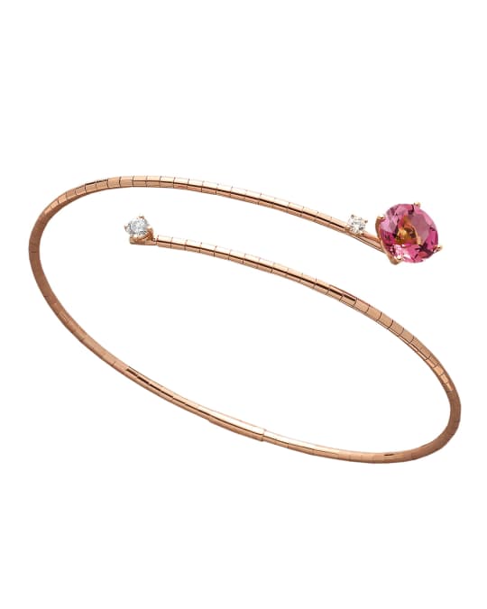 18k Rose Gold Pink Tourmaline & Diamond Coil Bracelet