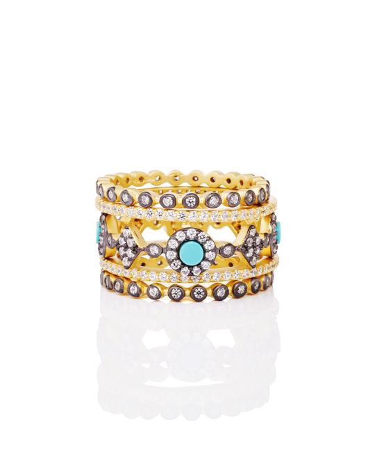 Freida Rothman Color Theory 5-Piece Stacking Ring Set - Turquoise, Size ...