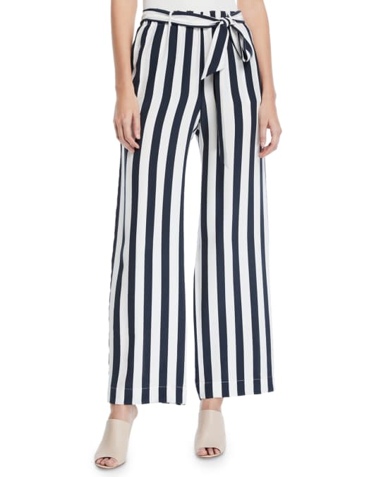 FRAME Striped Wide-Leg Easy Pull-On Pants | Neiman Marcus