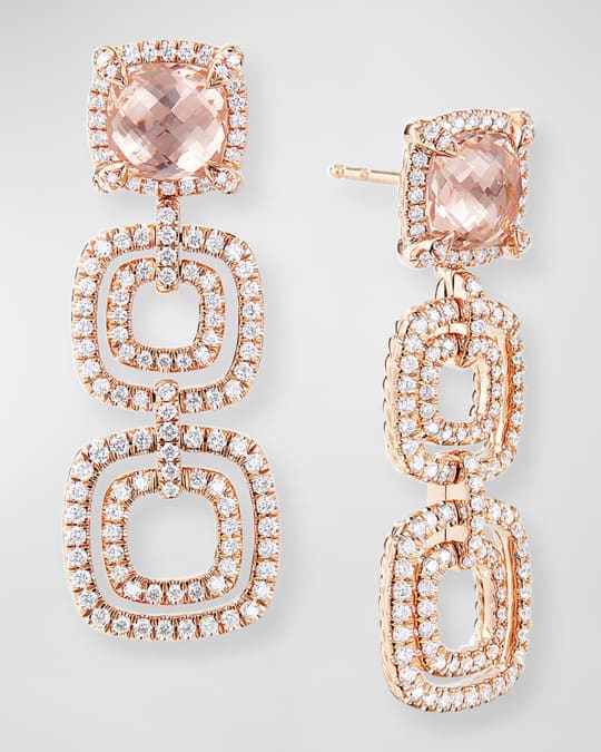 Chatelaine 18k Rose Gold Morganite Drop Earrings