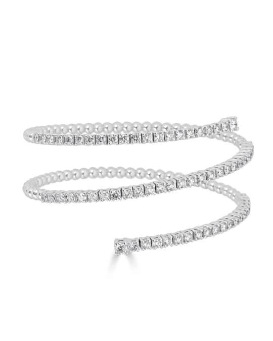 Spiral 18k White Gold Diamond Bracelet