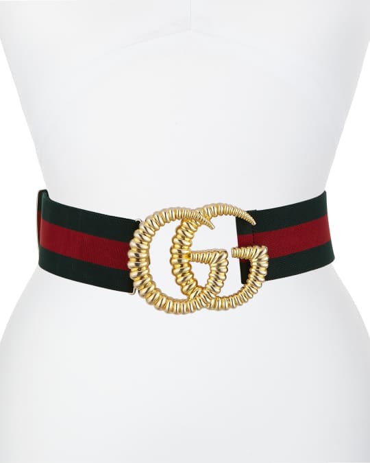 Elastic Web Belt w Textured GG Buckle