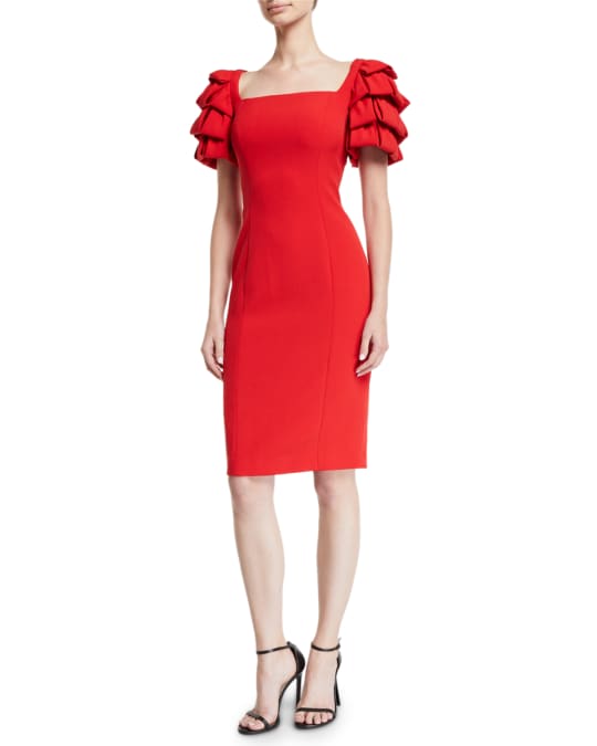 Badgley Mischka Collection Square Neck Cocktail Dress w Looped
