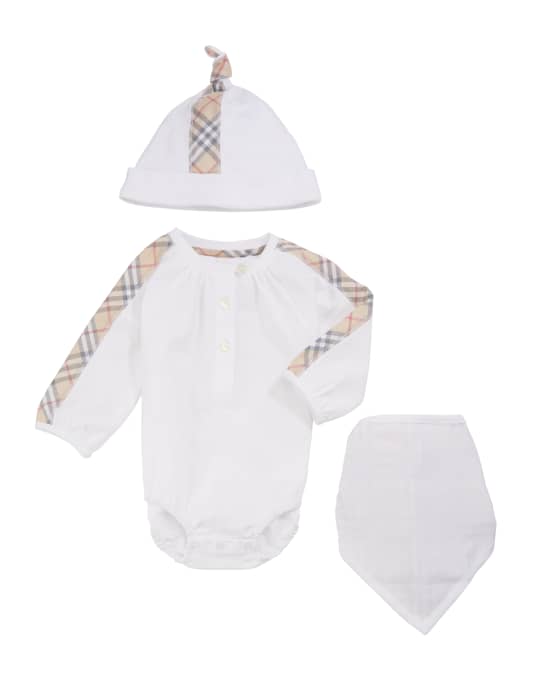Burberry Berta Check Trim 3 Piece Layette Set Size 1 18 Months Neiman Marcus