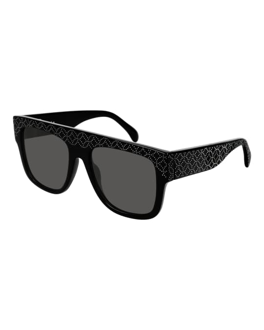 Flattop Rectangle Studded Acetate Sunglasses