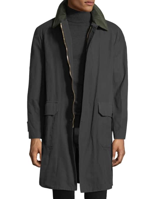 Stefano Ricci Men's Waxed Cotton Parka Coat with Leather Trim | Neiman ...