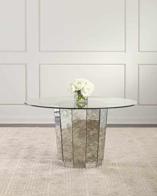 Fae Antiqued Mirror & Glass Dining Table Neiman Marcus