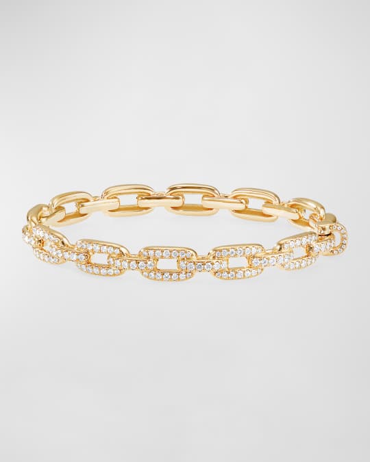David Yurman Stax Link Bracelet with Diamonds in 18K Gold, 7mm, Size L ...