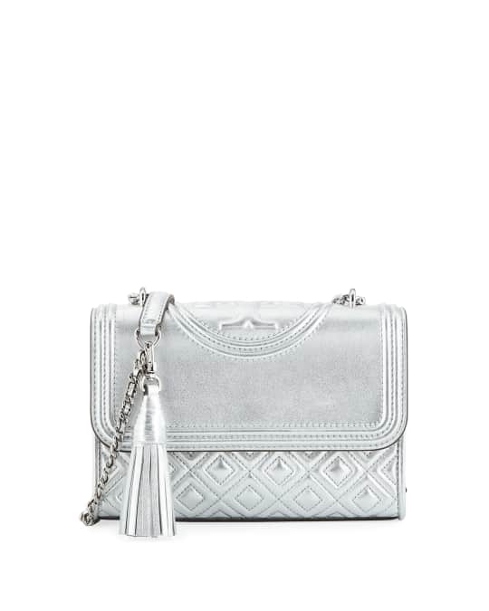 Tory Burch Fleming Small Convertible Metallic Leather Shoulder Bag ...