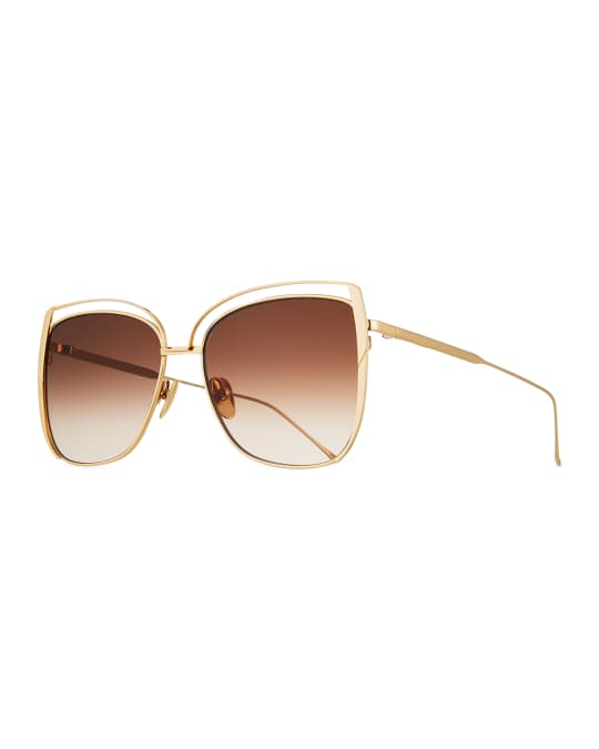 Sunday Somewhere Poppy Cutout Titanium Square Sunglasses | Neiman Marcus