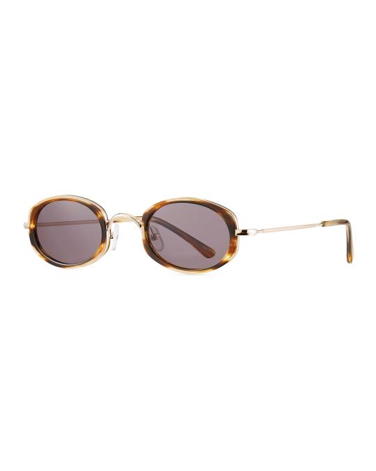 Illesteva Gold and Brown Oval Sunglasses Roma II Sunglasses | illesteva main image 3