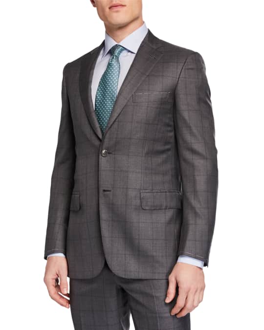Men's Windowpane Two-Piece Suit