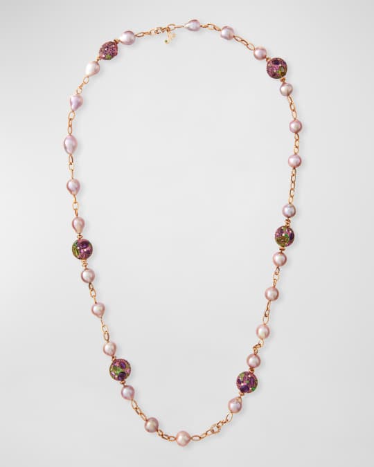 One-of-a-Kind 18k Pink Pearl & Mixed Stone Necklace, 36