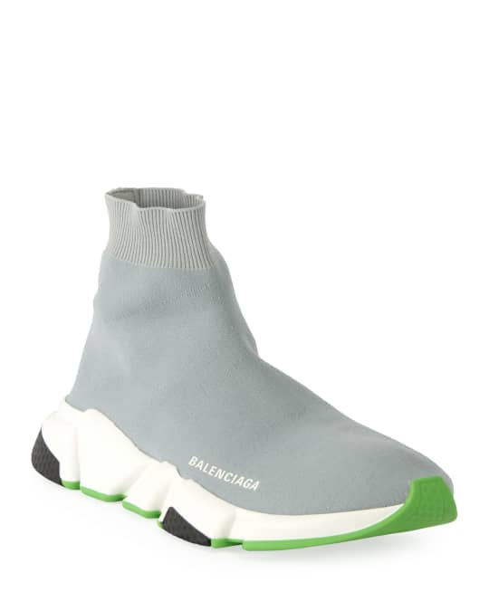 Balenciaga Men's Speed Knit Sneakers with Fluo Sole | Neiman Marcus