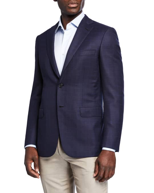 Brioni Men's Plaid Wool-Silk Two-Button Jacket | Neiman Marcus