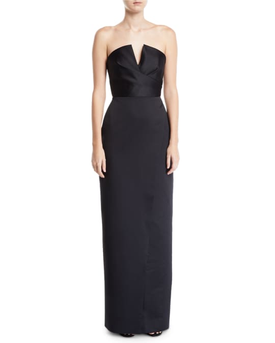 Jay Godfrey Darcy Strapless V-Neck Gown w/ Slit | Neiman Marcus