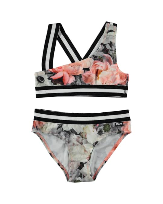 Nicola Asymmetric Floral-Print Bikini Set, Size 3T-12 