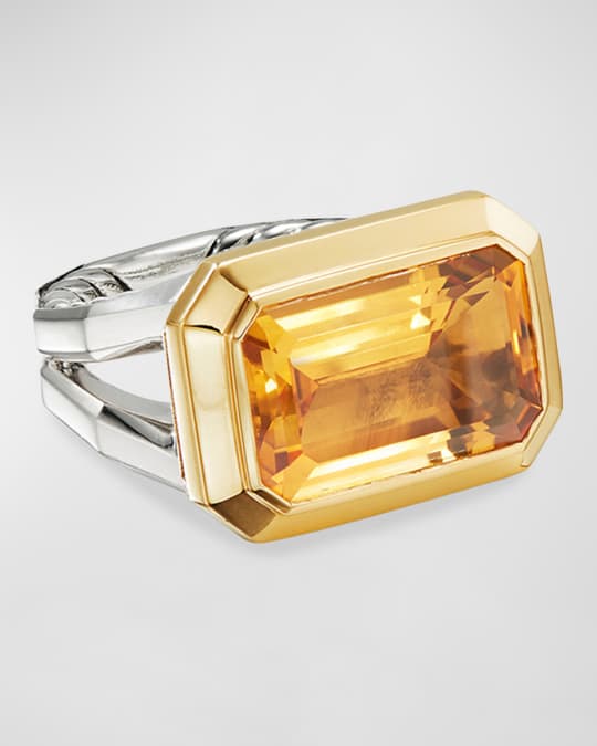 David Yurman Novella 16mm Stone Ring w 18k Gold Amethyst Citrine Neiman Marcus