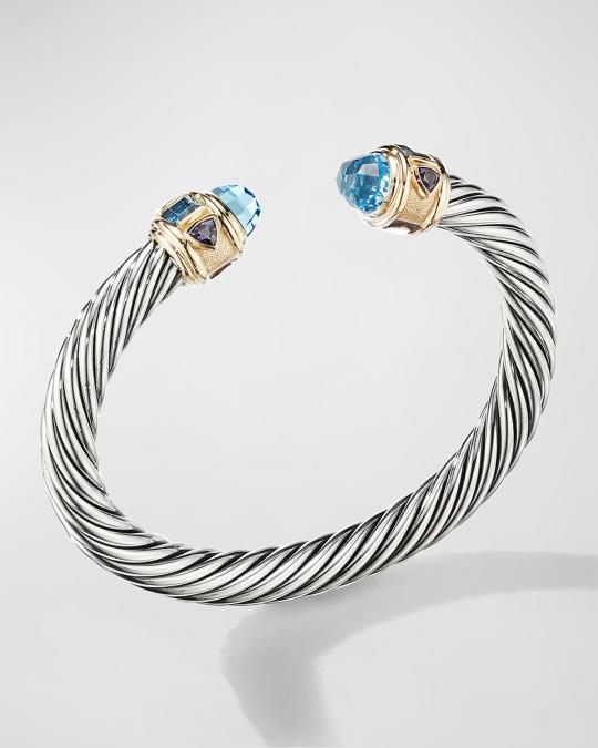 David Yurman 7mm Renaissance Bracelet w/ 14k Gold & Stones | Neiman Marcus