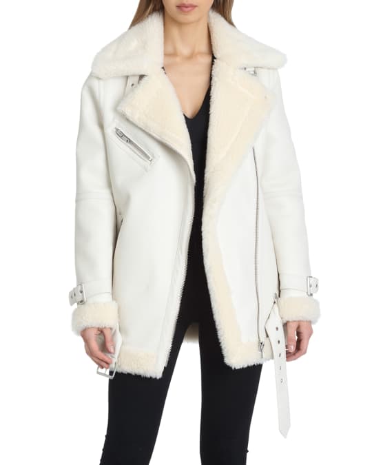 Avec les filles shearling biker jacket best sale