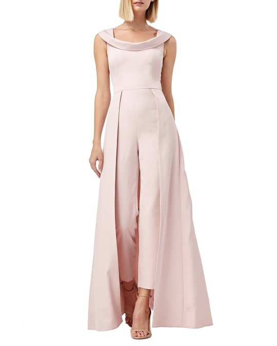 Kay Unger New York Scoop-Neck Cap-Sleeve Jumpsuit with Skirt Overlay ...