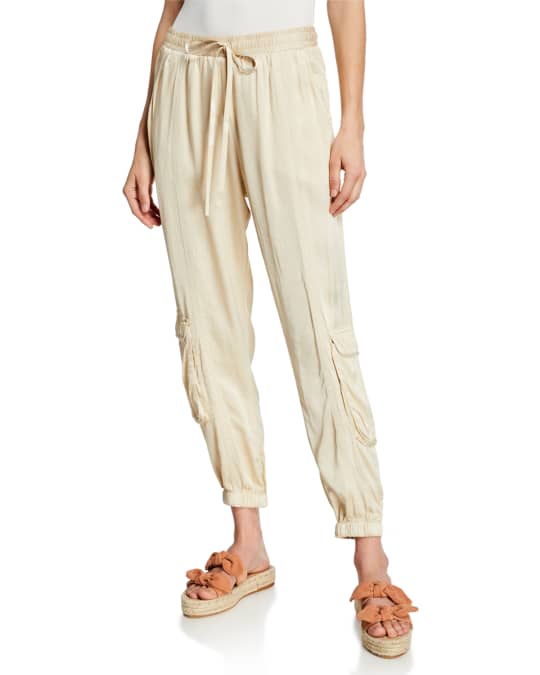 Johnny Was Cropped Satin Cargo Pants | Neiman Marcus