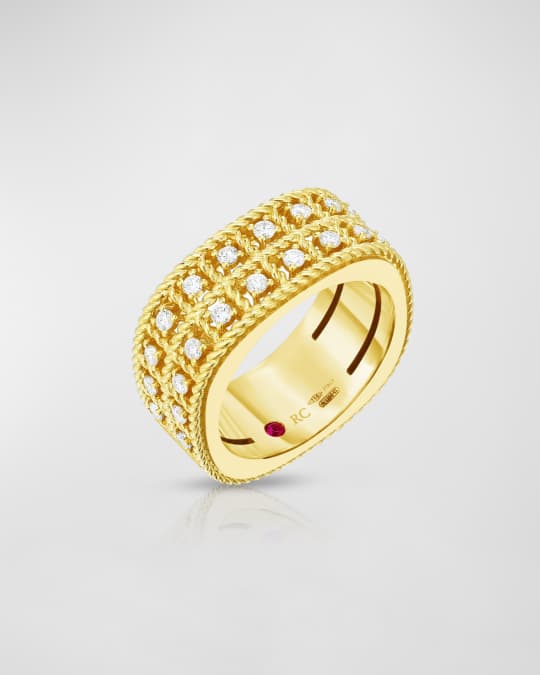 Byzantine Barocco 18k Gold 2 Row Diamond Ring Size 6.5