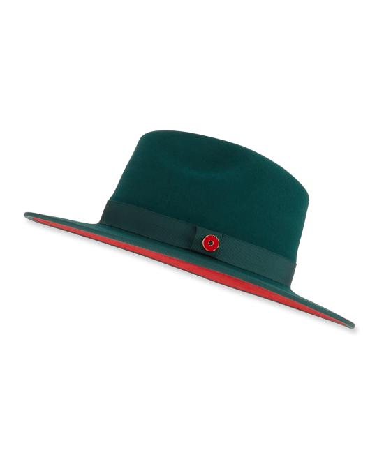 Keith James Queen Red-Brim Wool Fedora Hat, Green | Neiman  display picture 2
