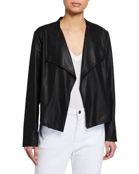 Neiman Marcus Leather Collection Open-Front Draped Leather Jacket ...