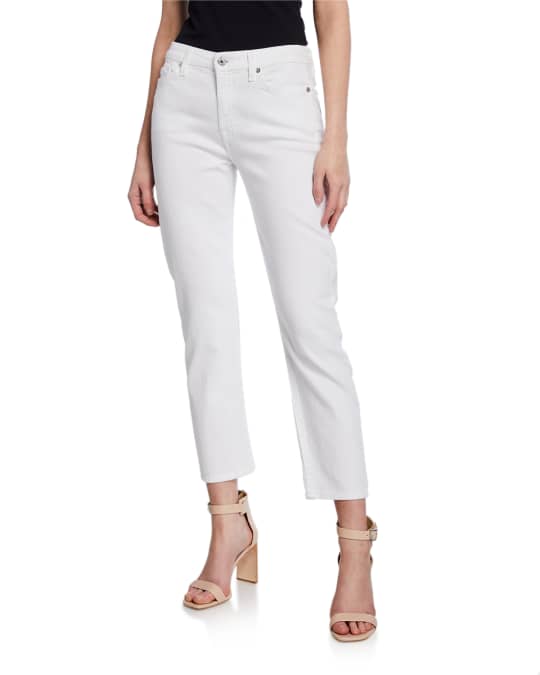 Kimmie Straight-Leg Cropped Jeans, Clean White