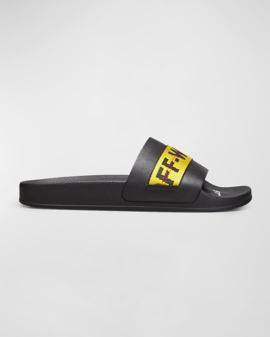 Off-White Men's Industrial Leather Slide Sandals | Neiman Marcus