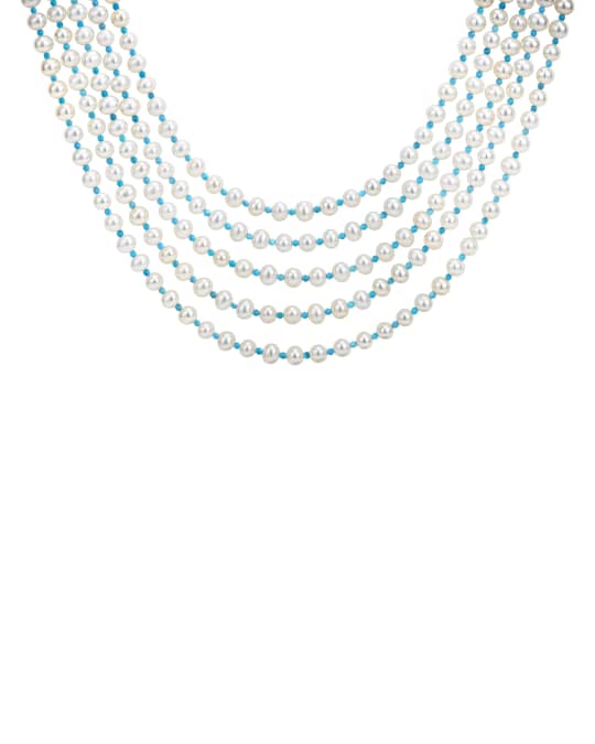 Caviar Icon 5-Strand  Pearl/Turquoise Necklace