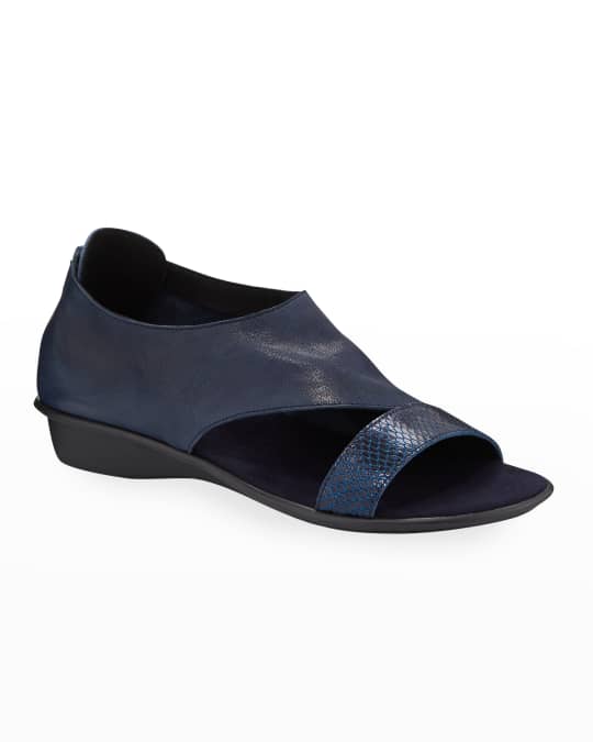 Elen Comfort Leather Sneaker Sandals Navy
