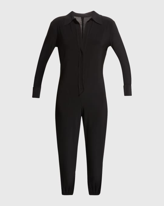 Spread-Collar Jog Jumpsuit